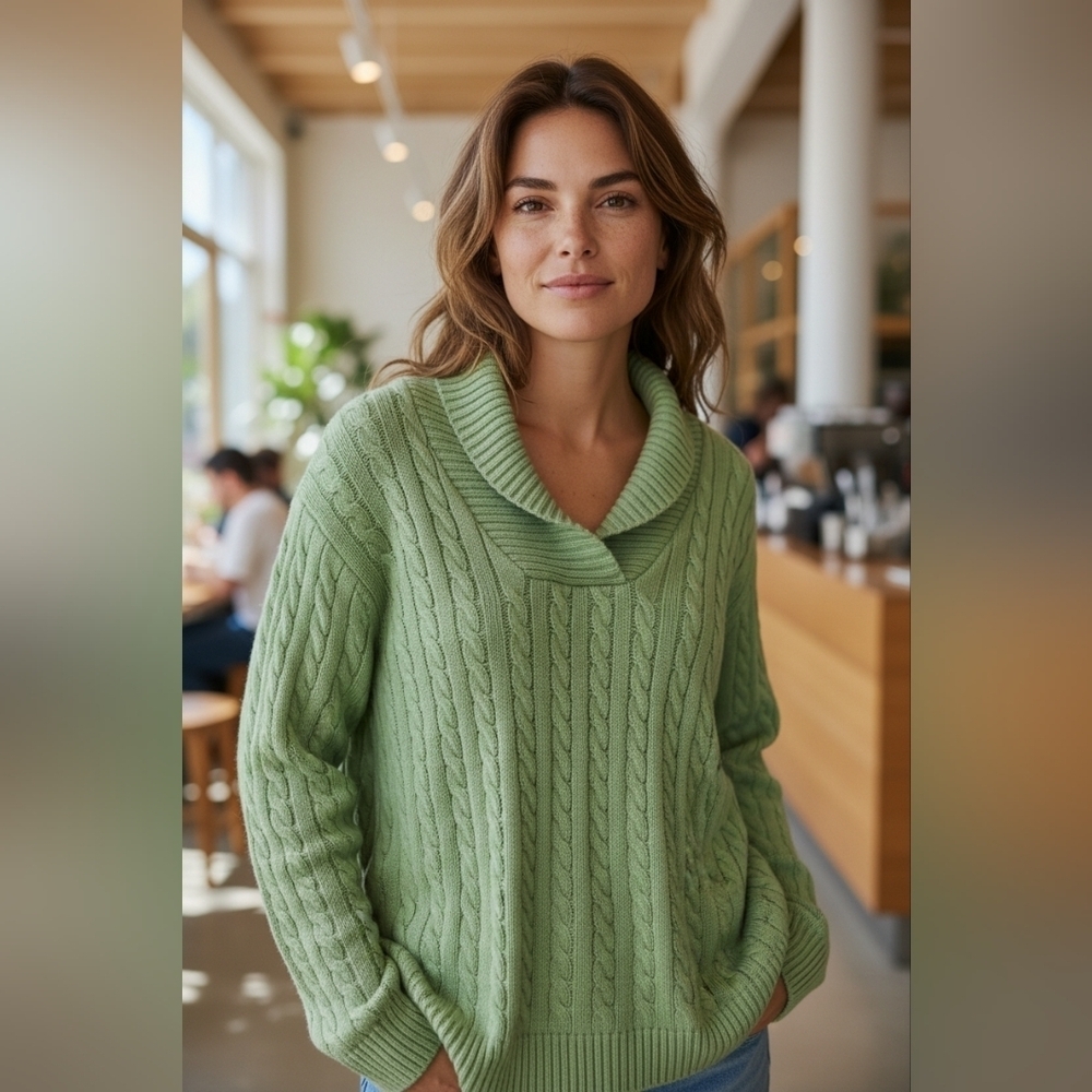 Appleseed's Light Green Cowl Neck Sweater XL